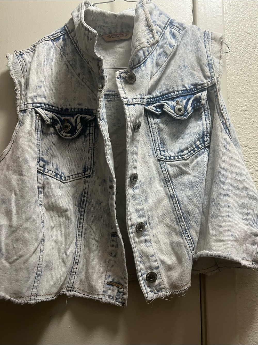Highway Jeans Light Wash Distressed Denim Vest
